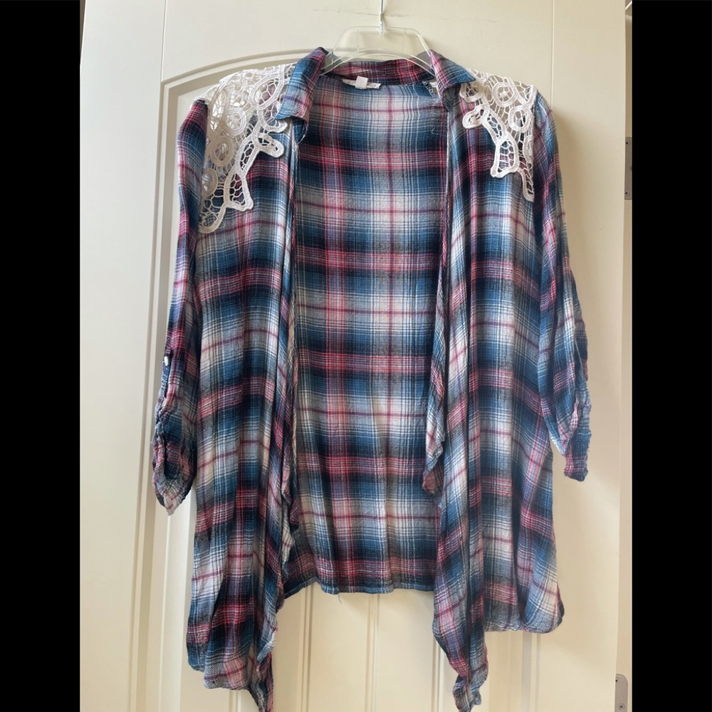 EUC Hem & Thread cascade flannel cardigan